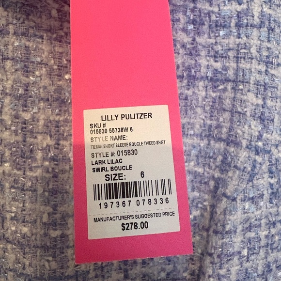 Lilly Pulitzer— TIESSA SHORT SLEEVE BOUCLE TWEED SHIFT, LARK LILAC SWIRL BOUCLE - Picture 4 of 6